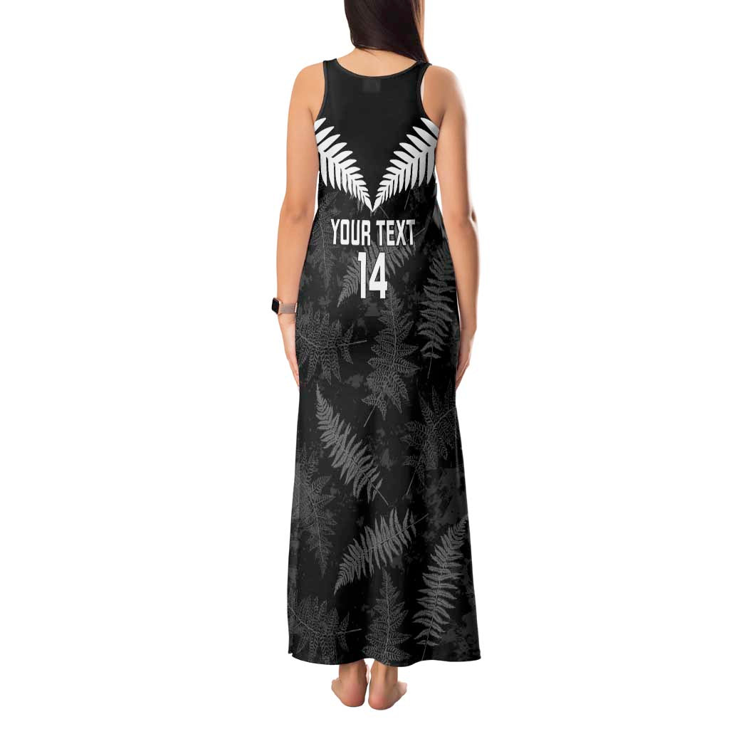Custom New Zealand Silver Fern Football Tank Maxi Dress Go Aotearoa Grunge Black LT14 - Polynesian Pride