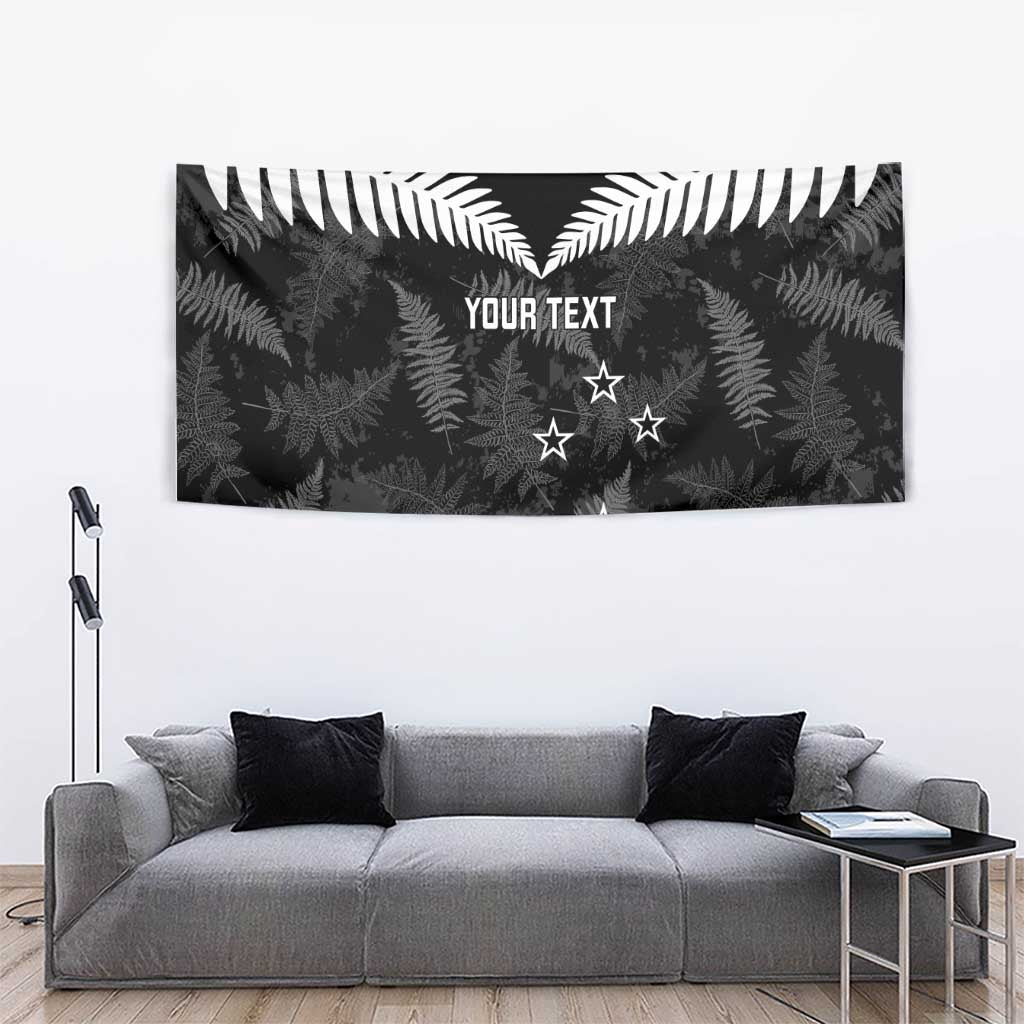 Custom New Zealand Silver Fern Football Tapestry Go Aotearoa Grunge Black LT14 - Polynesian Pride