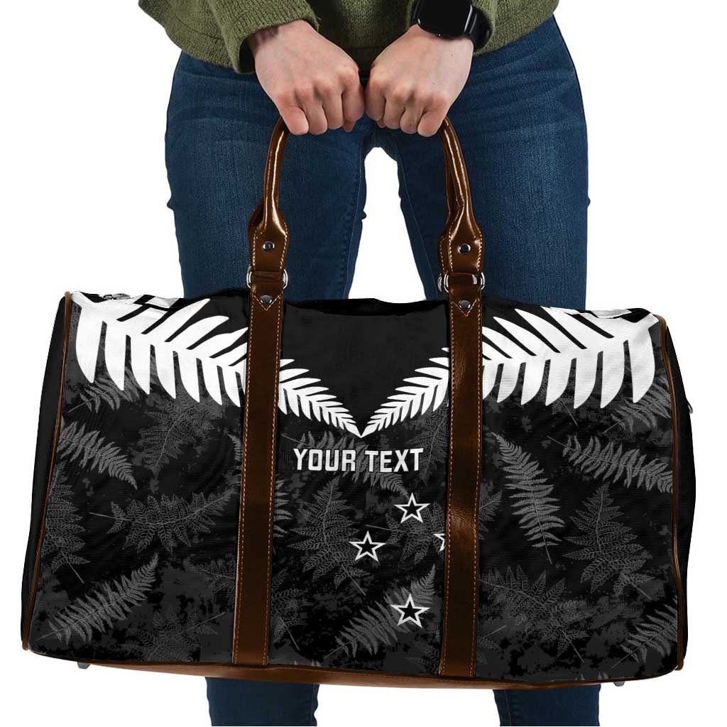 Custom New Zealand Silver Fern Football Travel Bag Go Aotearoa Grunge Black - Polynesian Pride