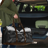 Custom New Zealand Silver Fern Football Travel Bag Go Aotearoa Grunge Black - Polynesian Pride