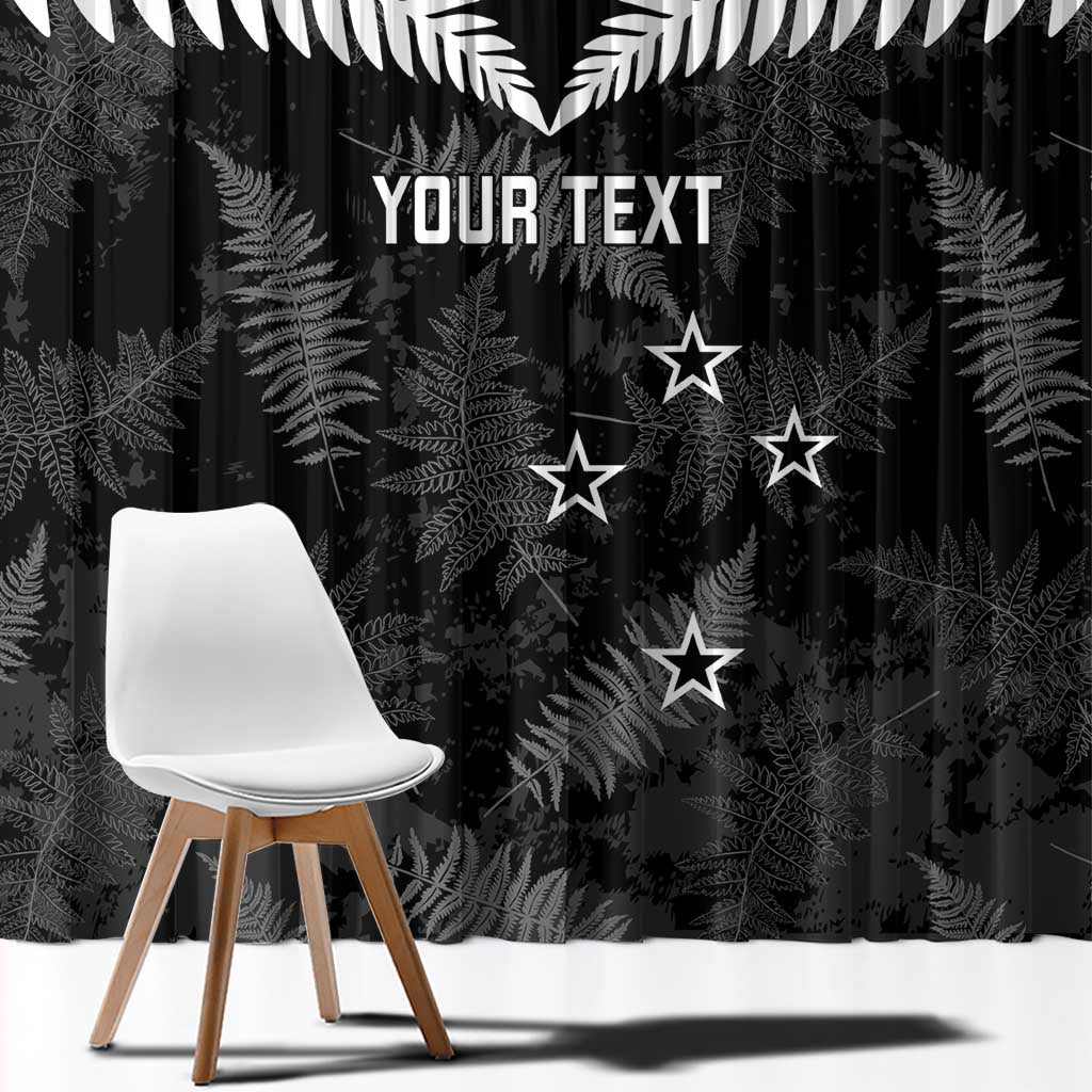 Custom New Zealand Silver Fern Football Window Curtain Go Aotearoa Grunge Black LT14 - Polynesian Pride