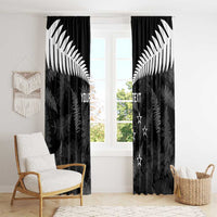 Custom New Zealand Silver Fern Football Window Curtain Go Aotearoa Grunge Black LT14 - Polynesian Pride