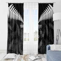 Custom New Zealand Silver Fern Football Window Curtain Go Aotearoa Grunge Black LT14 - Polynesian Pride