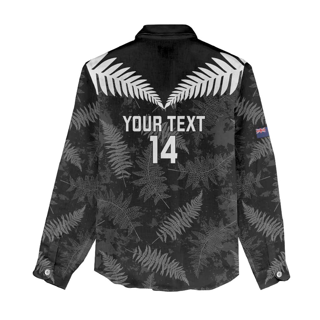 Custom New Zealand Silver Fern Football Women Casual Shirt Go Aotearoa Grunge Black LT14 - Polynesian Pride
