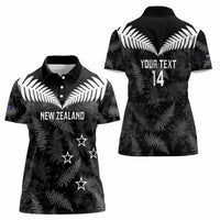 Custom New Zealand Silver Fern Football Women Polo Shirt Go Aotearoa Grunge Black LT14 - Polynesian Pride