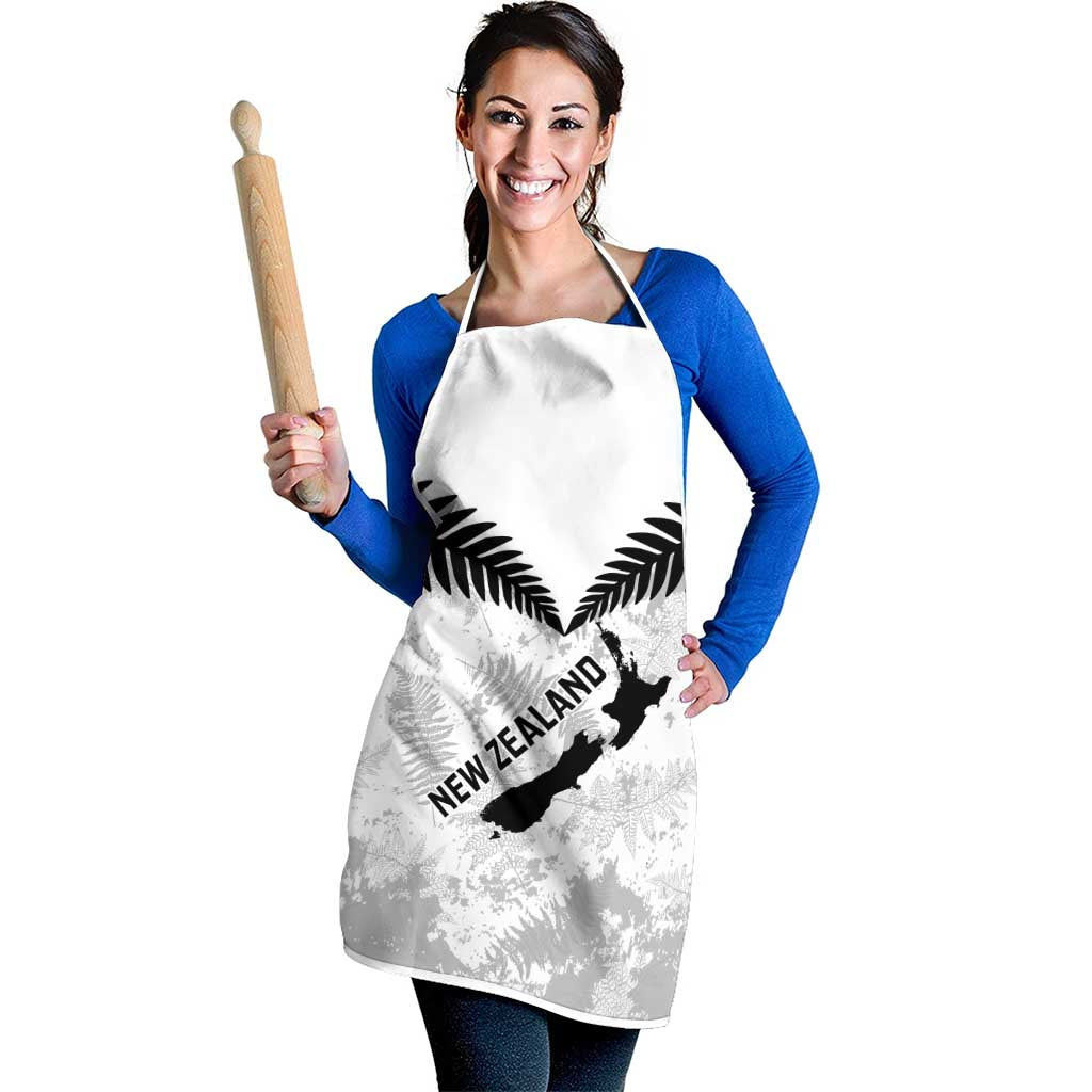Custom New Zealand Silver Fern Football Apron Go Aotearoa Grunge White - Polynesian Pride
