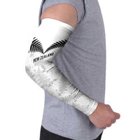 Custom New Zealand Silver Fern Football Arm Sleeves Go Aotearoa Grunge White LT14 - Polynesian Pride