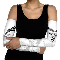 Custom New Zealand Silver Fern Football Arm Sleeves Go Aotearoa Grunge White LT14 - Polynesian Pride