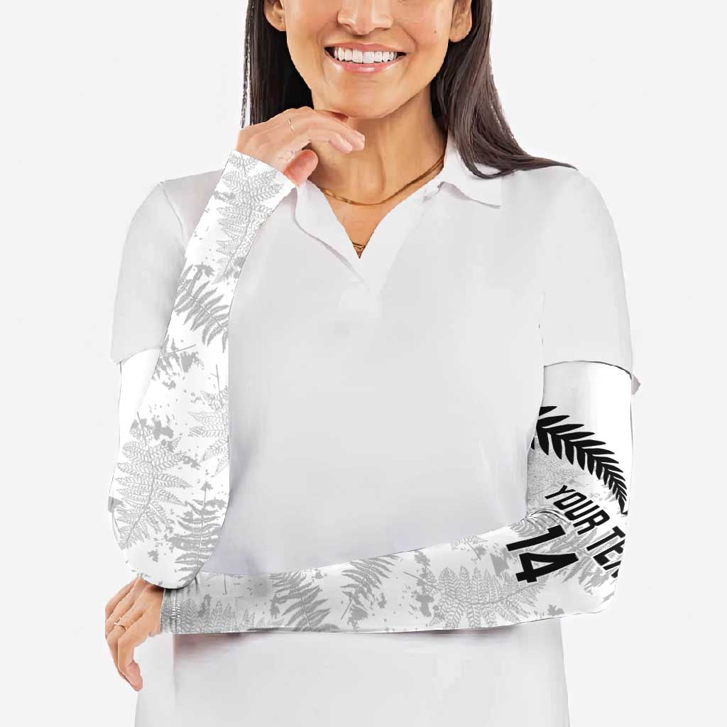 Custom New Zealand Silver Fern Football Arm Sleeves Go Aotearoa Grunge White LT14 - Polynesian Pride