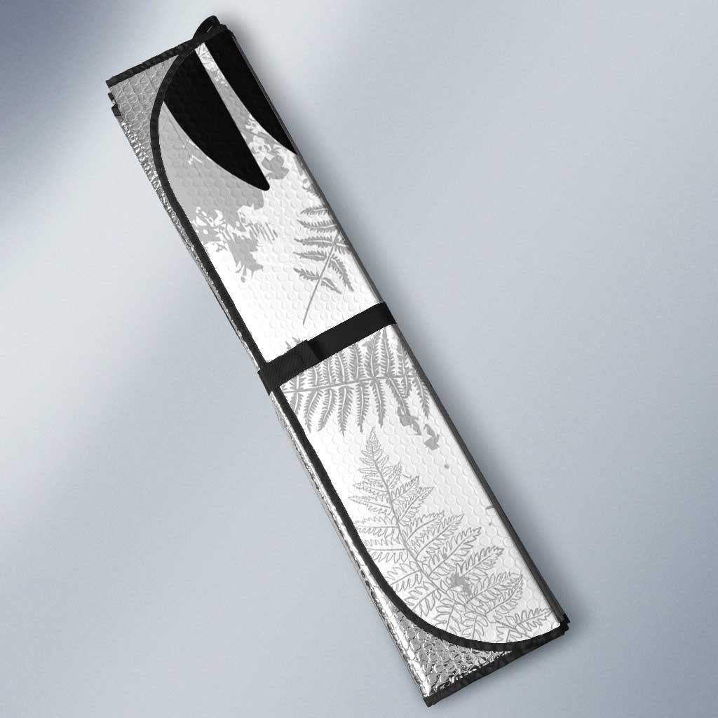 Custom New Zealand Silver Fern Football Auto Sun Shade Go Aotearoa Grunge White - Polynesian Pride