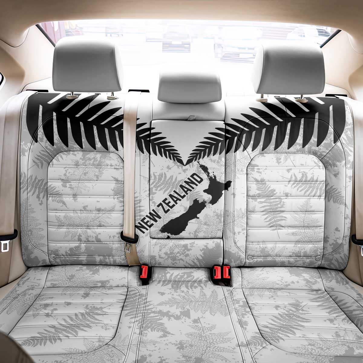 Custom New Zealand Silver Fern Football Back Car Seat Cover Go Aotearoa Grunge White - Polynesian Pride