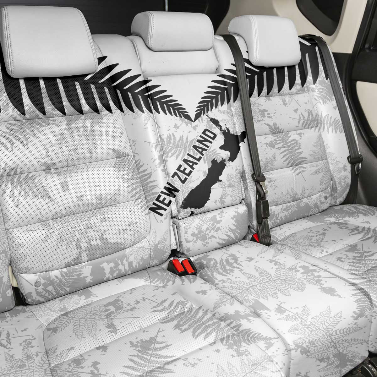 Custom New Zealand Silver Fern Football Back Car Seat Cover Go Aotearoa Grunge White - Polynesian Pride
