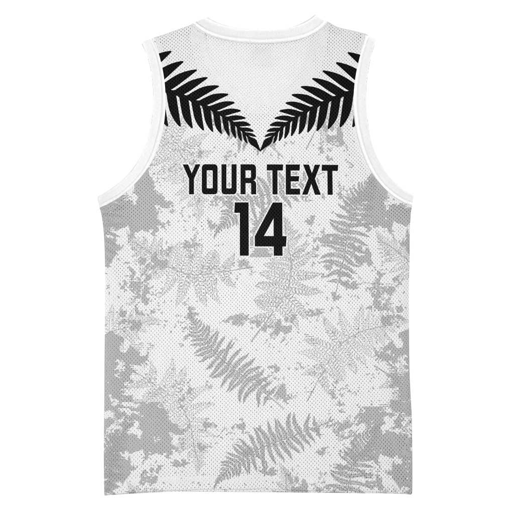 Custom New Zealand Silver Fern Football Basketball Jersey Go Aotearoa Grunge White - Polynesian Pride