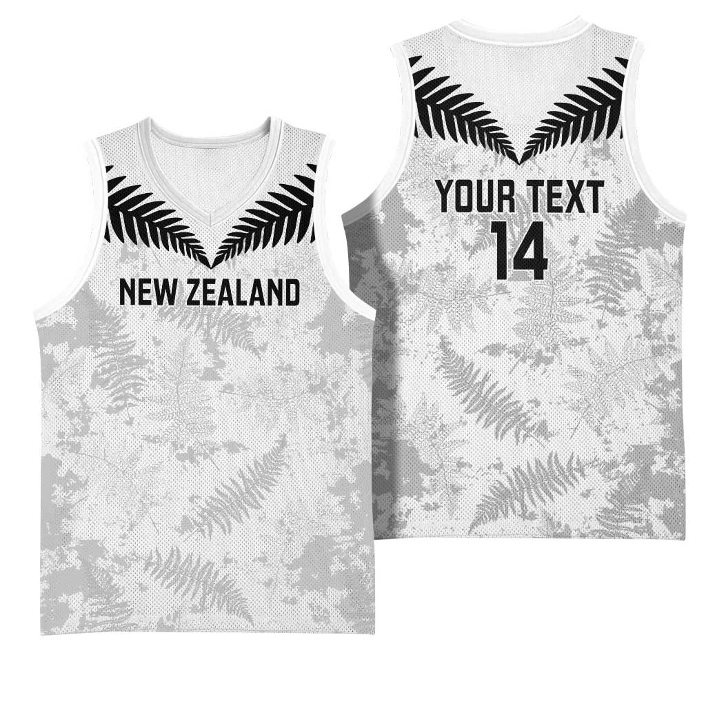 Custom New Zealand Silver Fern Football Basketball Jersey Go Aotearoa Grunge White - Polynesian Pride