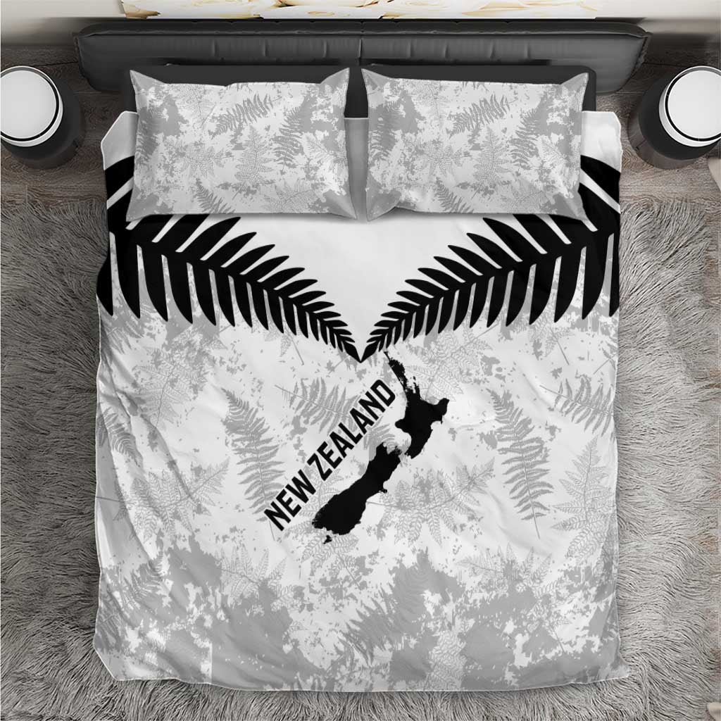 Custom New Zealand Silver Fern Football Bedding Set Go Aotearoa Grunge White LT14 White - Polynesian Pride