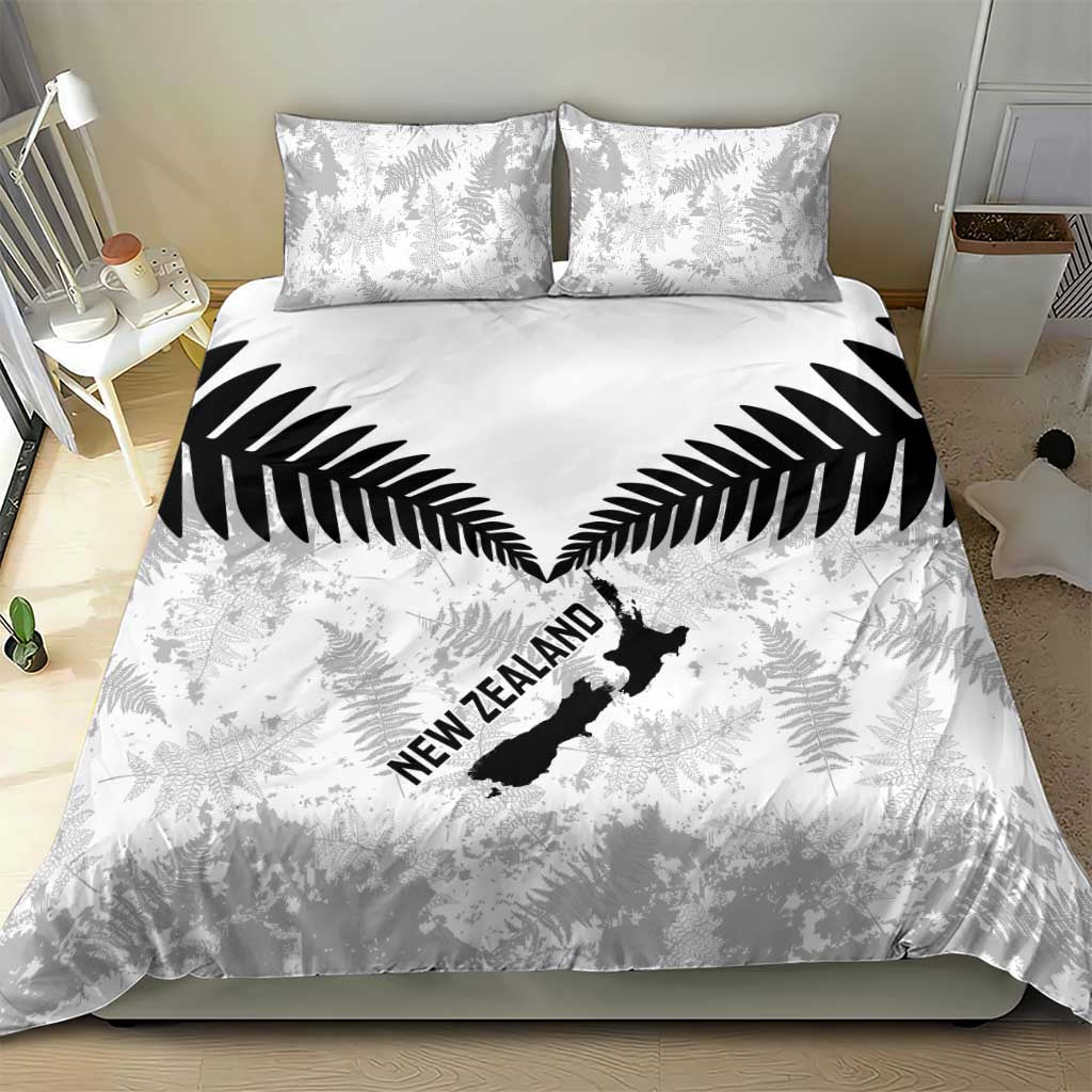 Custom New Zealand Silver Fern Football Bedding Set Go Aotearoa Grunge White LT14 - Polynesian Pride