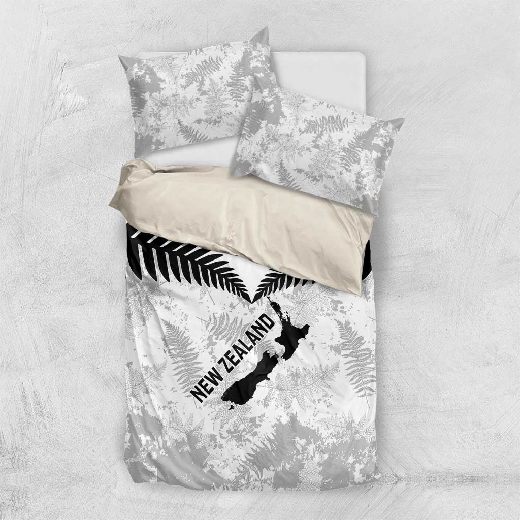 Custom New Zealand Silver Fern Football Bedding Set Go Aotearoa Grunge White LT14 US Twin 172cm x 218cm White - Polynesian Pride