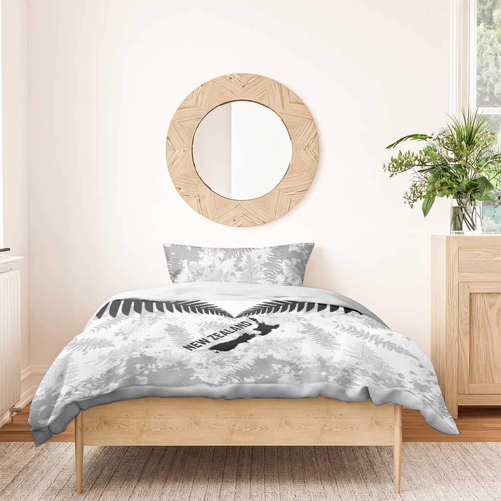 Custom New Zealand Silver Fern Football Bedding Set Go Aotearoa Grunge White LT14 - Polynesian Pride