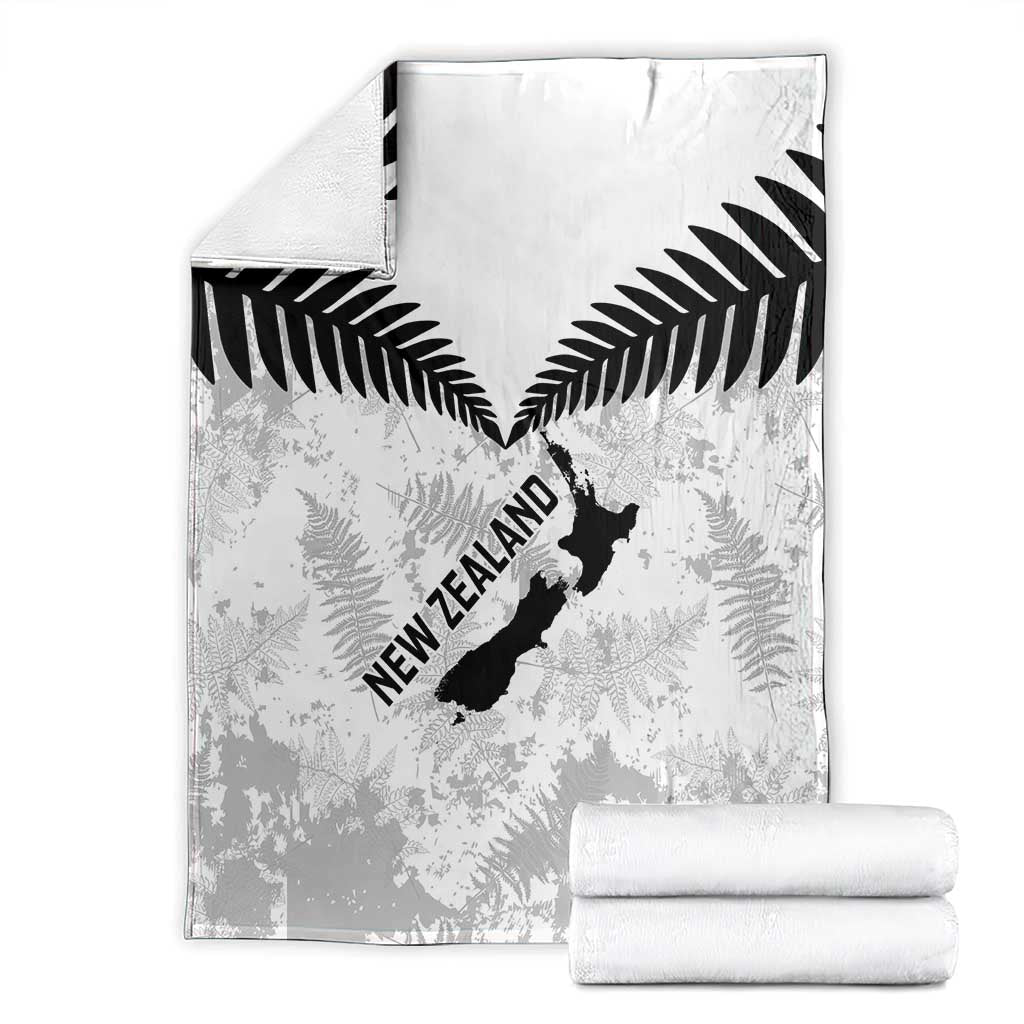 Custom New Zealand Silver Fern Football Blanket Go Aotearoa Grunge White LT14 - Polynesian Pride