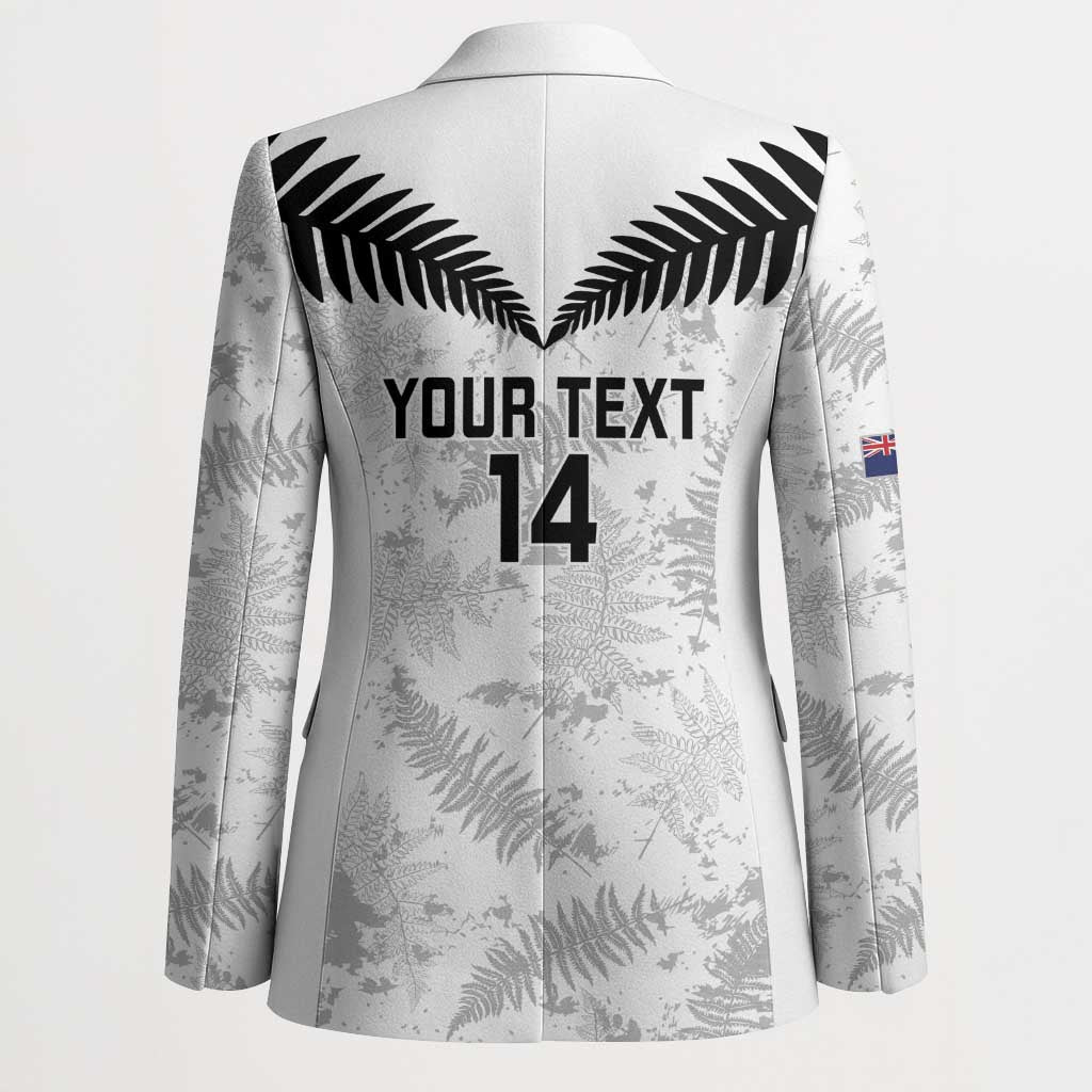 Custom New Zealand Silver Fern Football Blazer Go Aotearoa Grunge White LT14 - Polynesian Pride