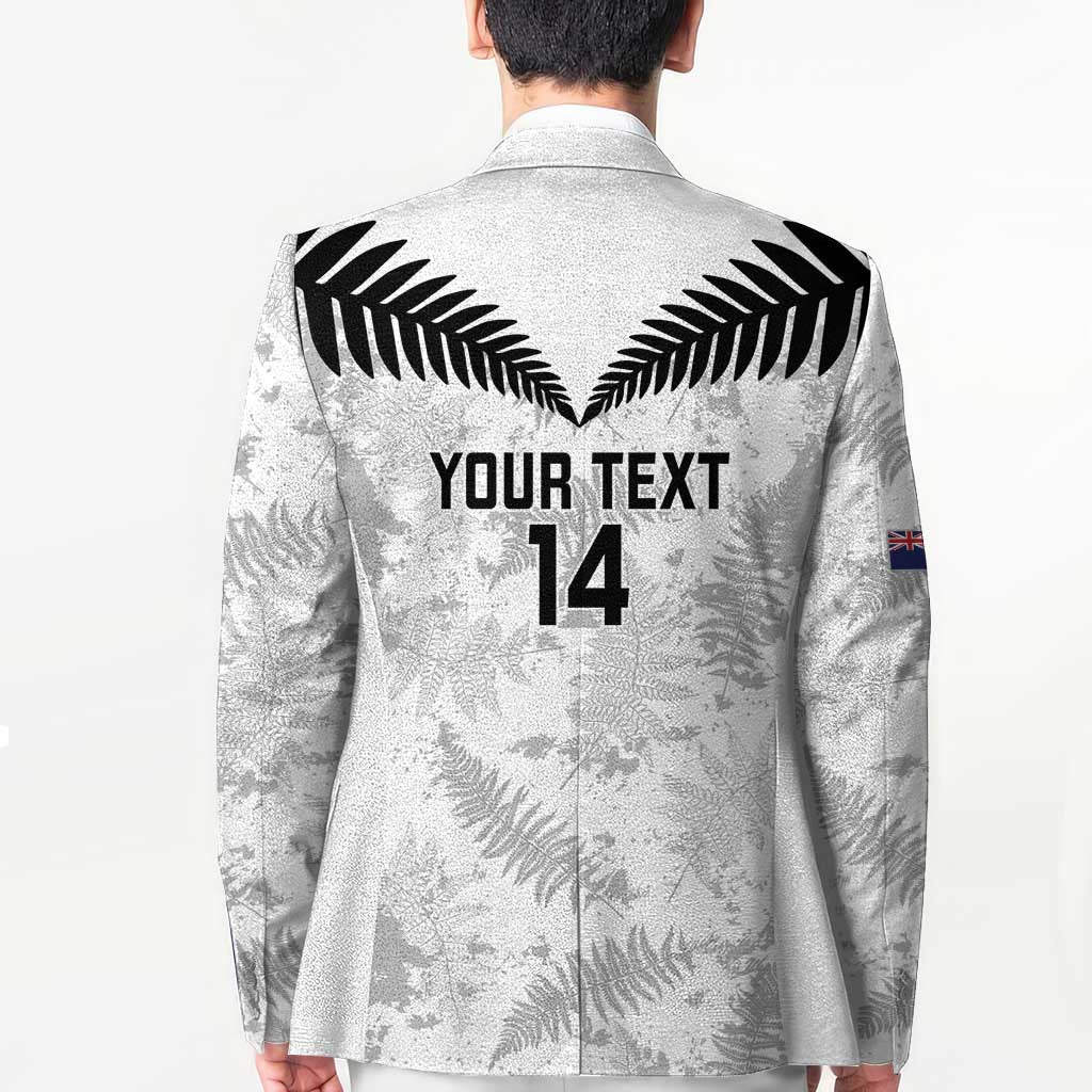 Custom New Zealand Silver Fern Football Blazer Go Aotearoa Grunge White LT14 - Polynesian Pride