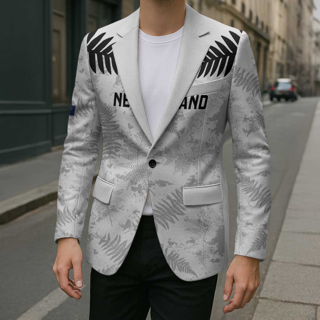 Custom New Zealand Silver Fern Football Blazer Go Aotearoa Grunge White LT14 - Polynesian Pride