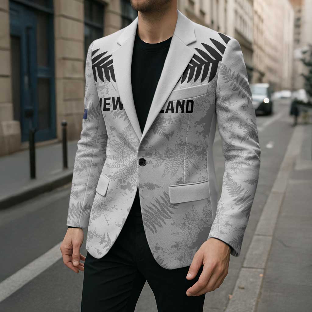 Custom New Zealand Silver Fern Football Blazer Go Aotearoa Grunge White LT14 - Polynesian Pride