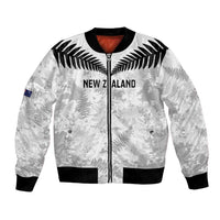 Custom New Zealand Silver Fern Football Bomber Jacket Go Aotearoa Grunge White LT14 Unisex White - Polynesian Pride