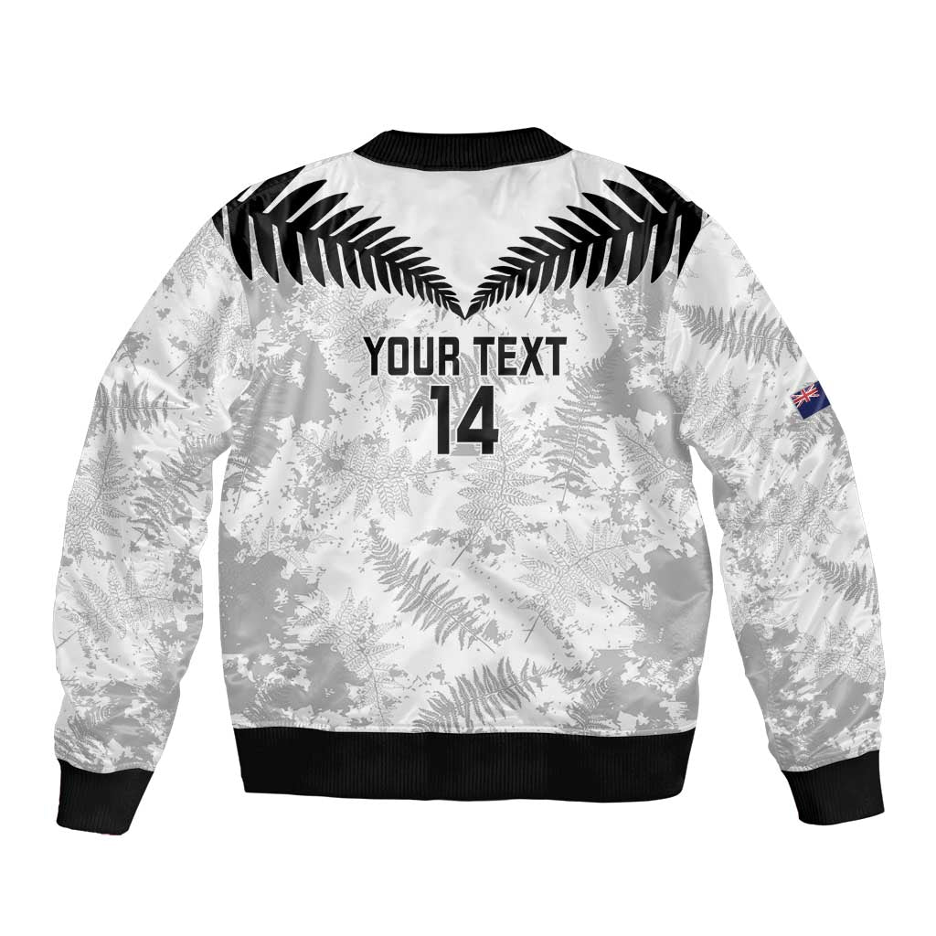 Custom New Zealand Silver Fern Football Bomber Jacket Go Aotearoa Grunge White LT14 - Polynesian Pride