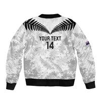 Custom New Zealand Silver Fern Football Bomber Jacket Go Aotearoa Grunge White LT14 - Polynesian Pride