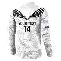 Custom New Zealand Silver Fern Football Button Sweatshirt Go Aotearoa Grunge White - Polynesian Pride