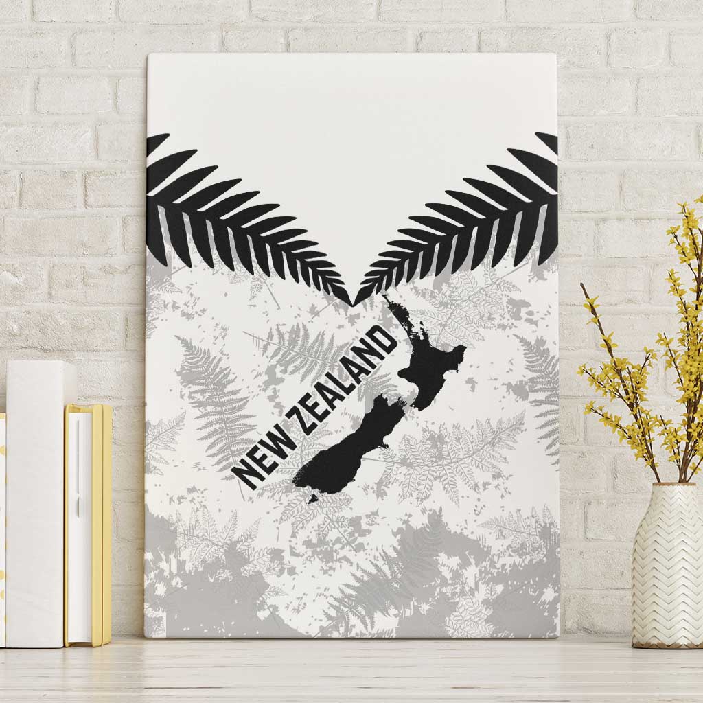 Custom New Zealand Silver Fern Football Canvas Wall Art Go Aotearoa Grunge White LT14 Without Frame White - Polynesian Pride