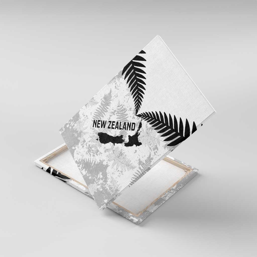 Custom New Zealand Silver Fern Football Canvas Wall Art Go Aotearoa Grunge White LT14 With Frame White - Polynesian Pride