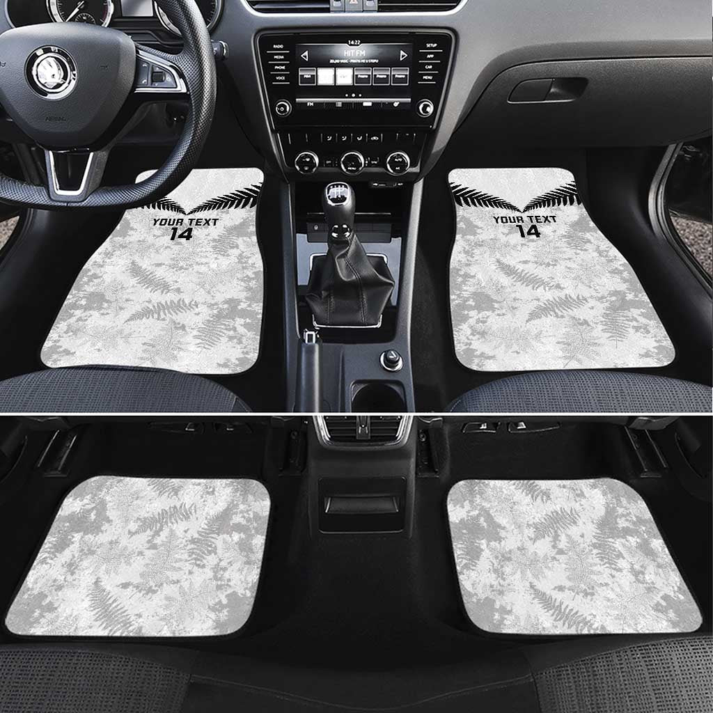 Custom New Zealand Silver Fern Football Car Mats Go Aotearoa Grunge White LT14 Set 4pcs White - Polynesian Pride