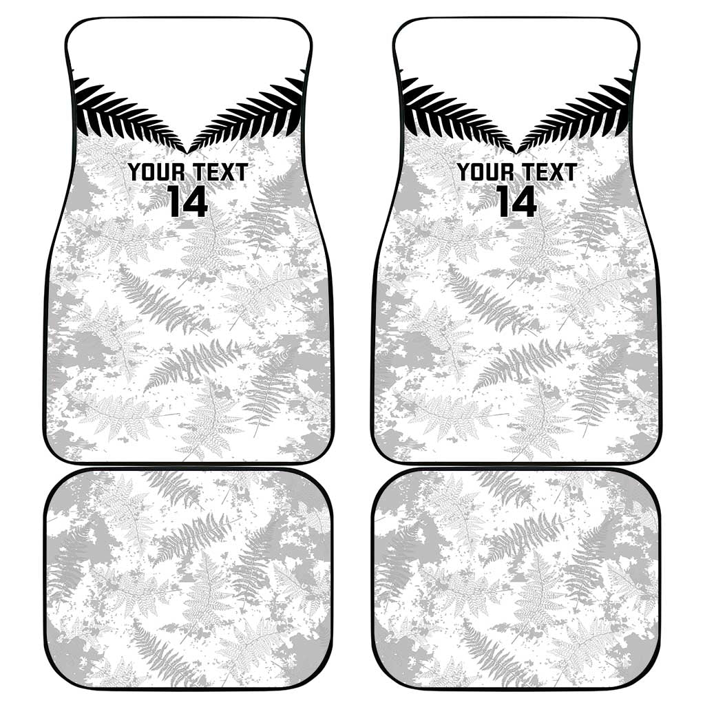 Custom New Zealand Silver Fern Football Car Mats Go Aotearoa Grunge White LT14 - Polynesian Pride