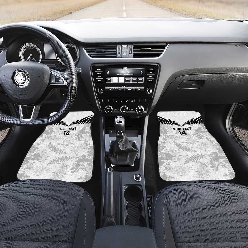 Custom New Zealand Silver Fern Football Car Mats Go Aotearoa Grunge White LT14 Set 2pcs - Front White - Polynesian Pride