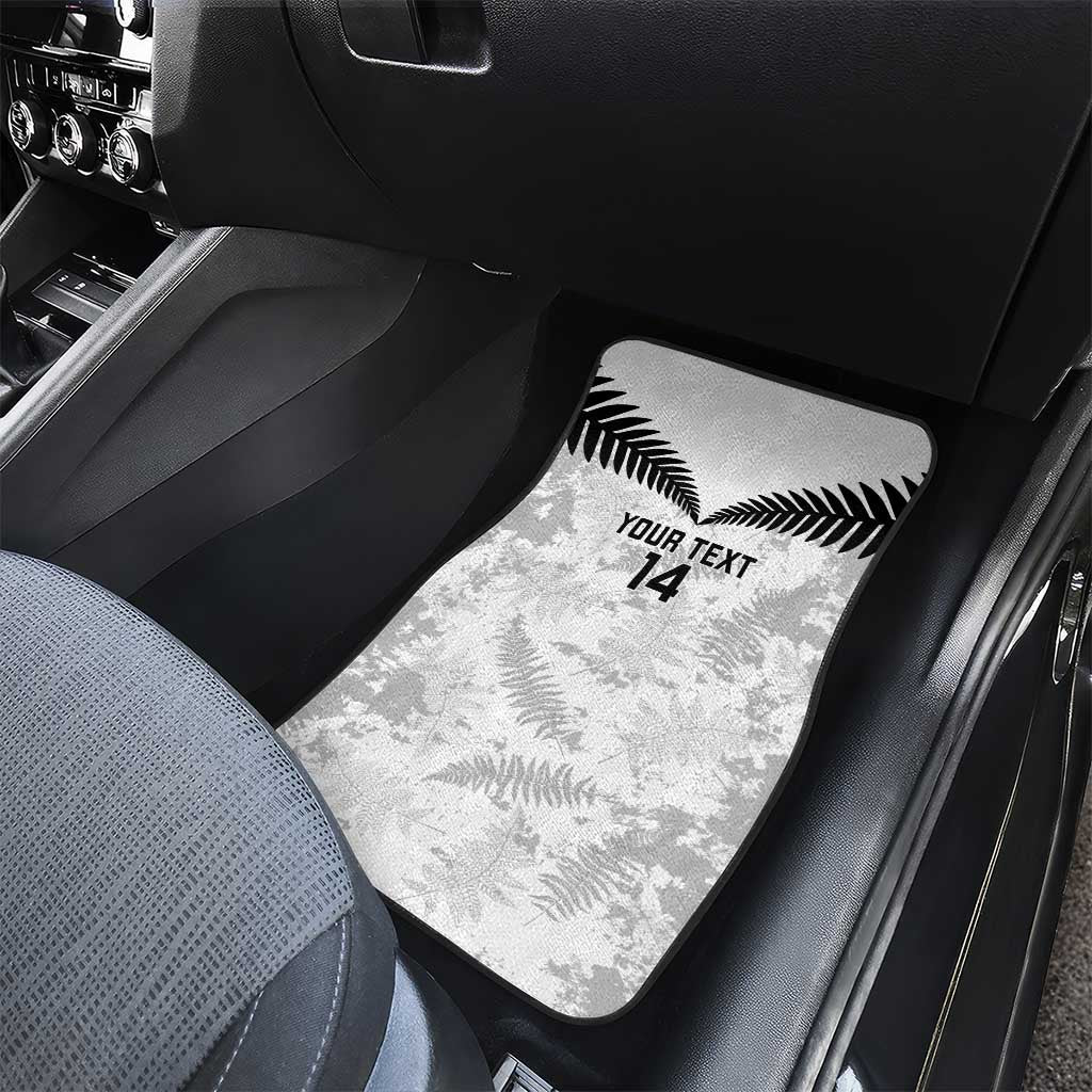 Custom New Zealand Silver Fern Football Car Mats Go Aotearoa Grunge White LT14 - Polynesian Pride