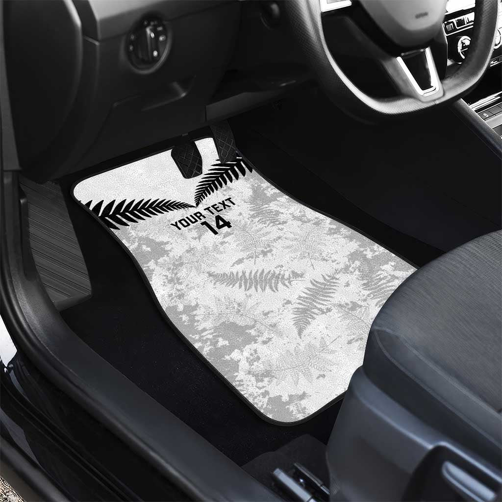 Custom New Zealand Silver Fern Football Car Mats Go Aotearoa Grunge White LT14 - Polynesian Pride
