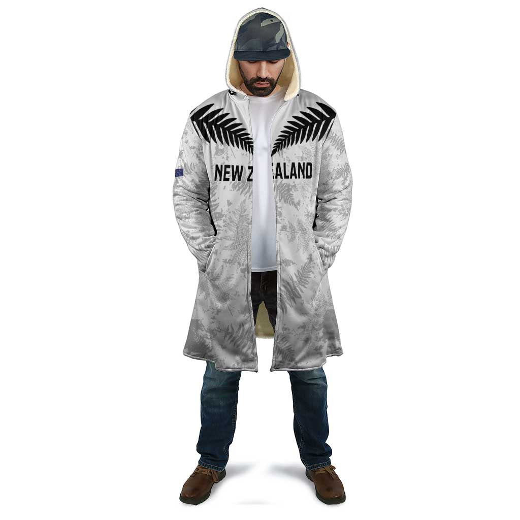 Custom New Zealand Silver Fern Football Cloak Go Aotearoa Grunge White - Polynesian Pride