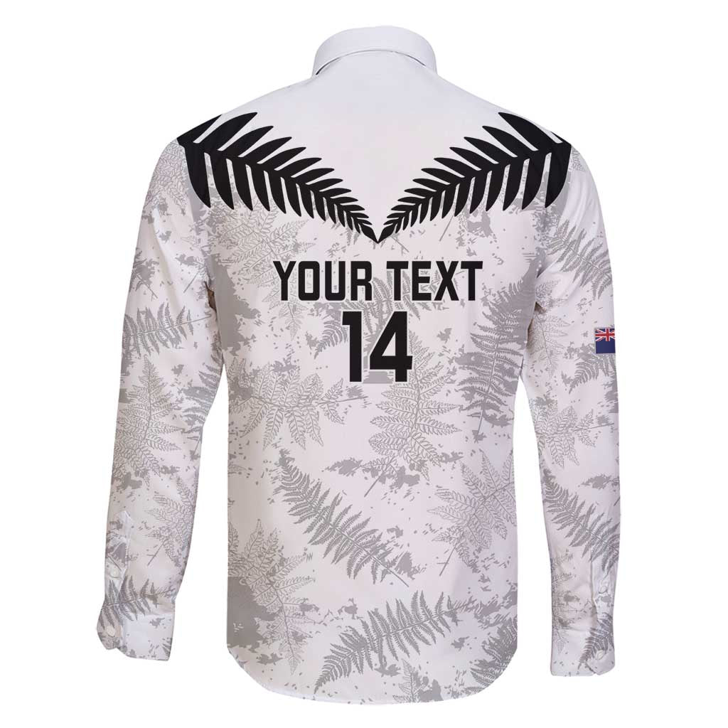Custom New Zealand Silver Fern Football Family Matching Mermaid Dress and Hawaiian Shirt Go Aotearoa Grunge White LT14 - Polynesian Pride
