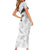 Custom New Zealand Silver Fern Football Family Matching Short Sleeve Bodycon Dress and Hawaiian Shirt Go Aotearoa Grunge White - Polynesian Pride