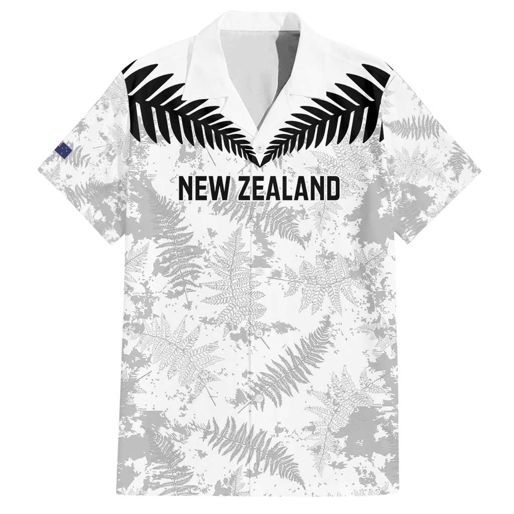 Custom New Zealand Silver Fern Football Family Matching Summer Maxi Dress and Hawaiian Shirt Go Aotearoa Grunge White - Polynesian Pride