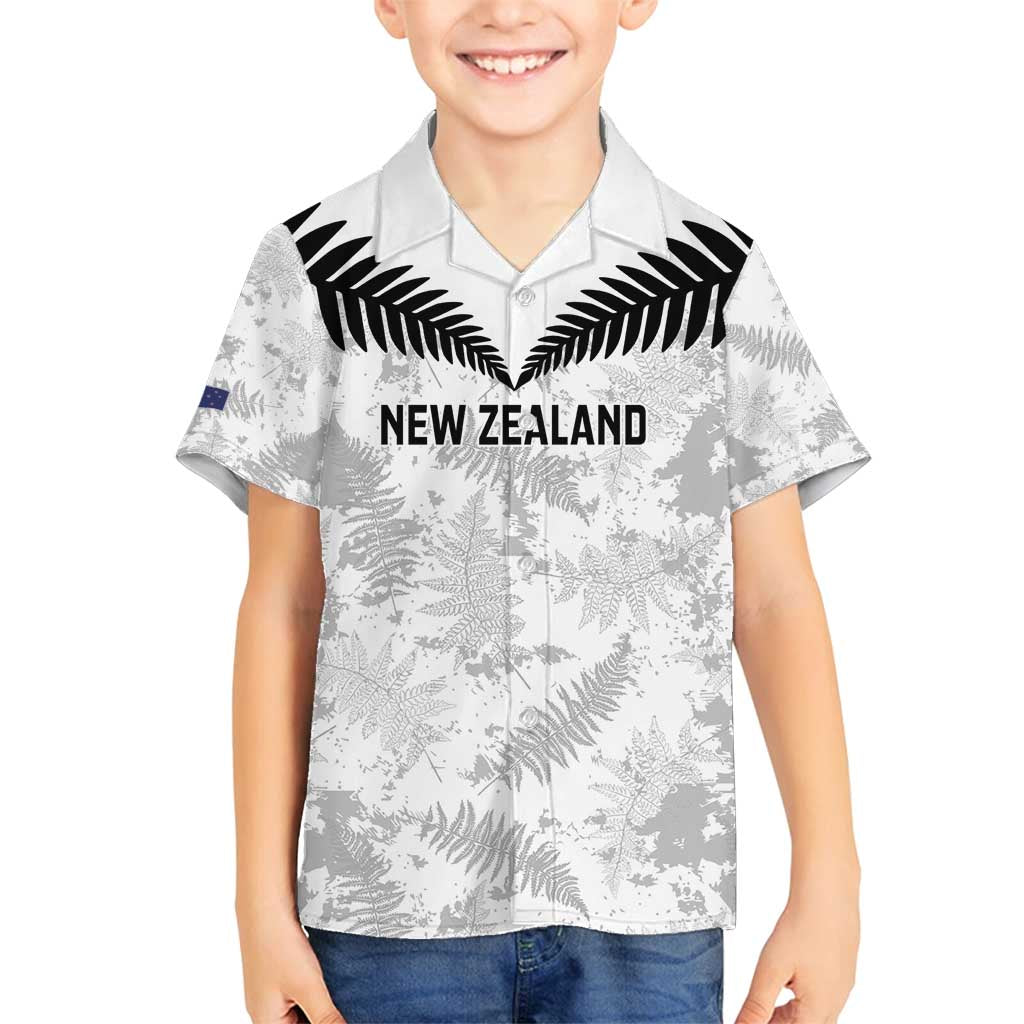 Custom New Zealand Silver Fern Football Family Matching Summer Maxi Dress and Hawaiian Shirt Go Aotearoa Grunge White - Polynesian Pride