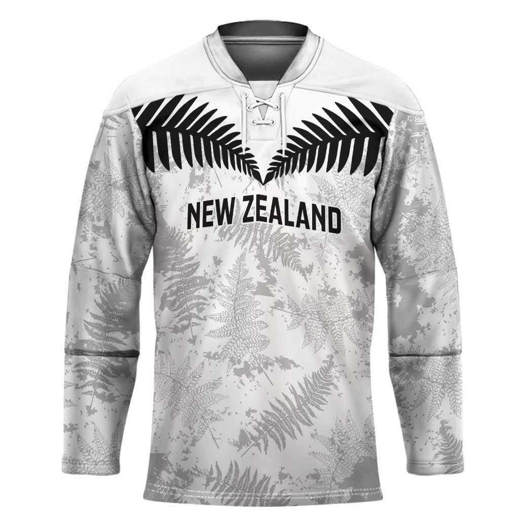 Custom New Zealand Silver Fern Football Hockey Jersey Go Aotearoa Grunge White - Polynesian Pride