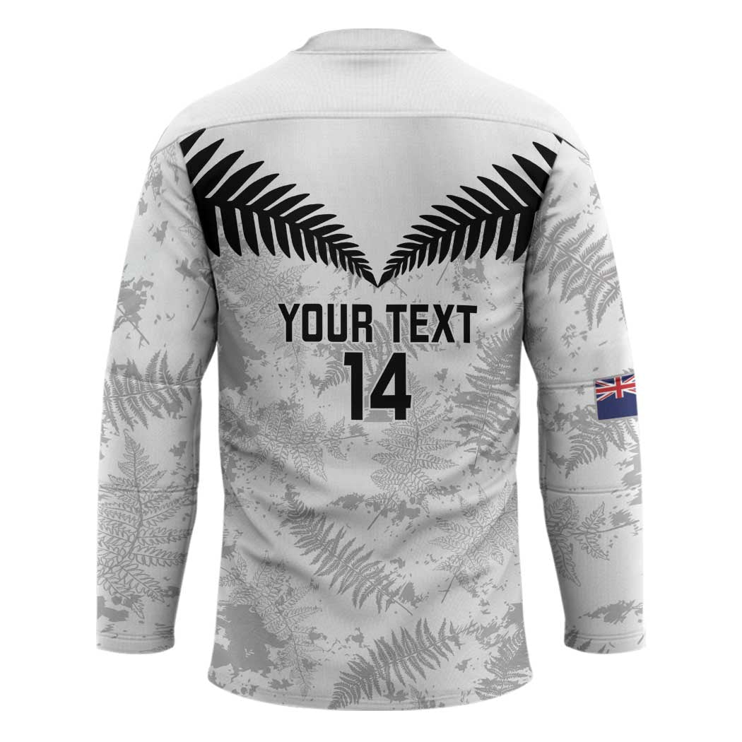 Custom New Zealand Silver Fern Football Hockey Jersey Go Aotearoa Grunge White - Polynesian Pride