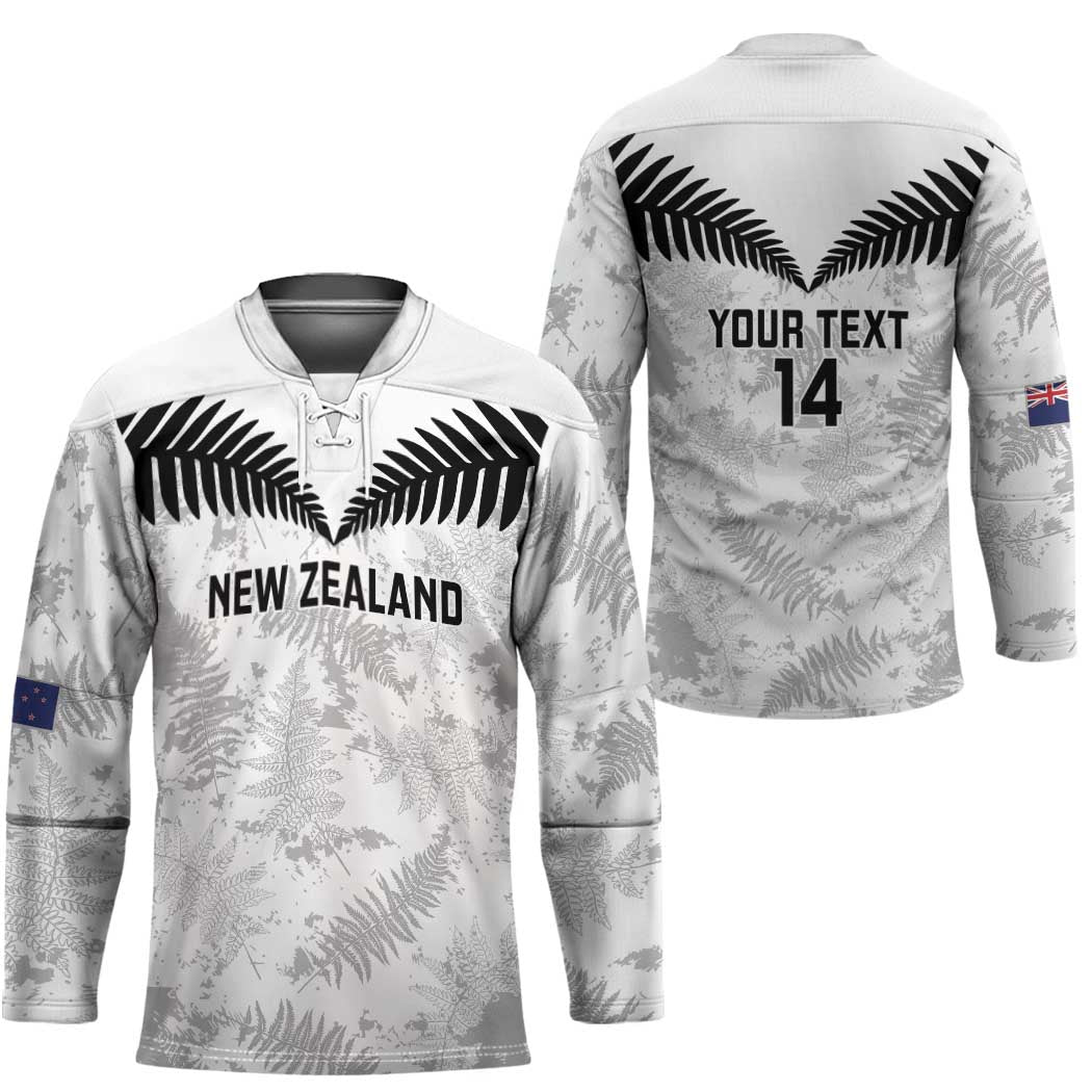 Custom New Zealand Silver Fern Football Hockey Jersey Go Aotearoa Grunge White - Polynesian Pride