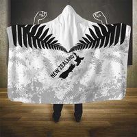 Custom New Zealand Silver Fern Football Hooded Blanket Go Aotearoa Grunge White LT14 - Polynesian Pride
