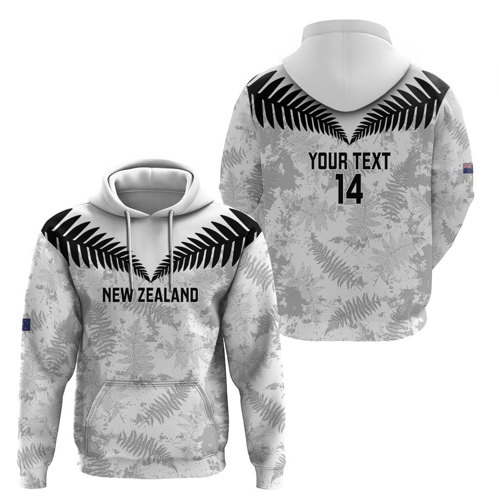 Custom New Zealand Silver Fern Football Hoodie Go Aotearoa Grunge White - Polynesian Pride