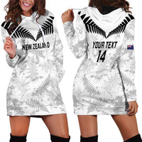 Custom New Zealand Silver Fern Football Hoodie Dress Go Aotearoa Grunge White LT14 - Polynesian Pride