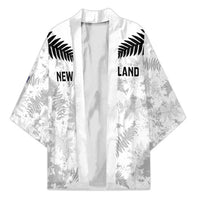 Custom New Zealand Silver Fern Football Kimono Go Aotearoa Grunge White - Polynesian Pride